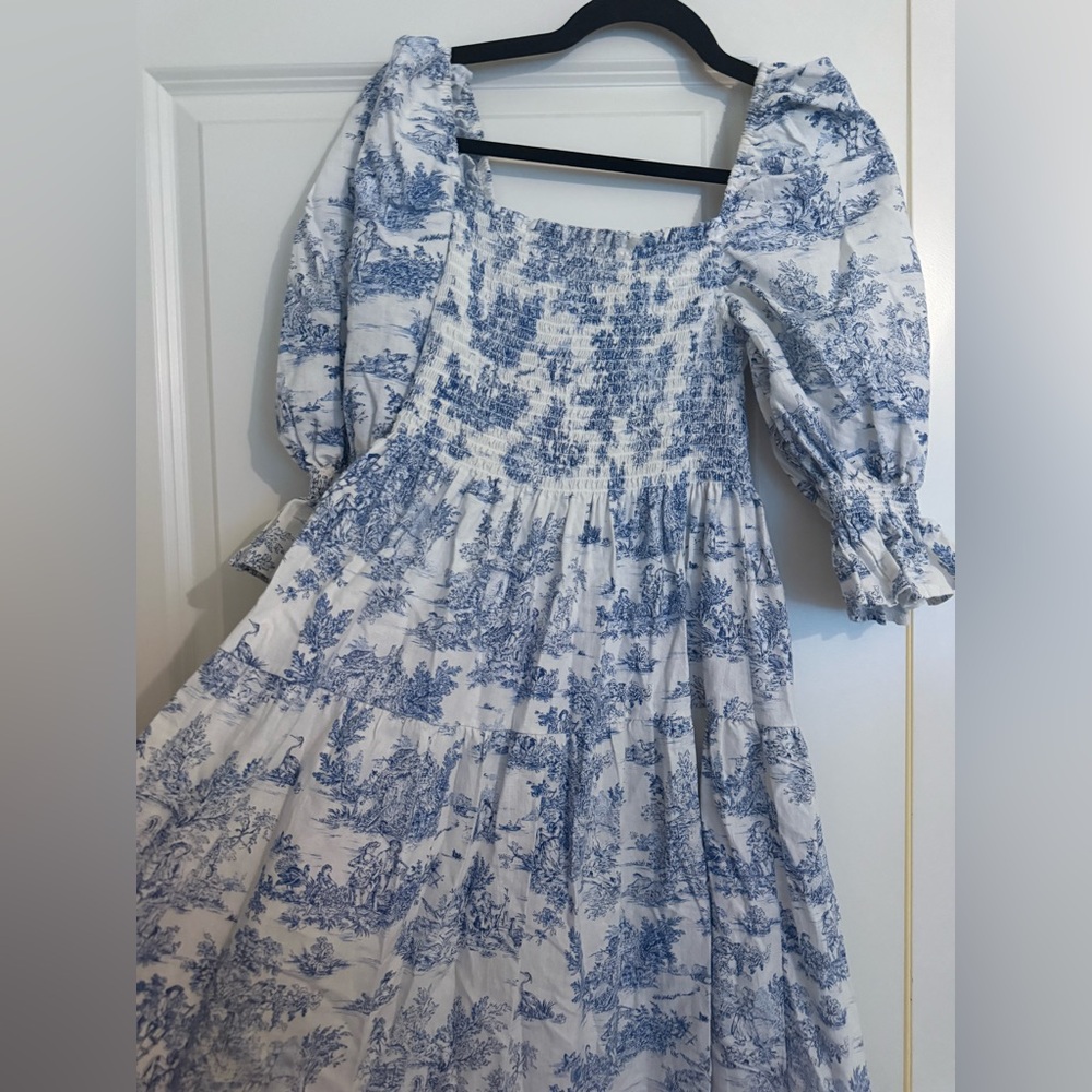 Nothing fits but blue and white dress